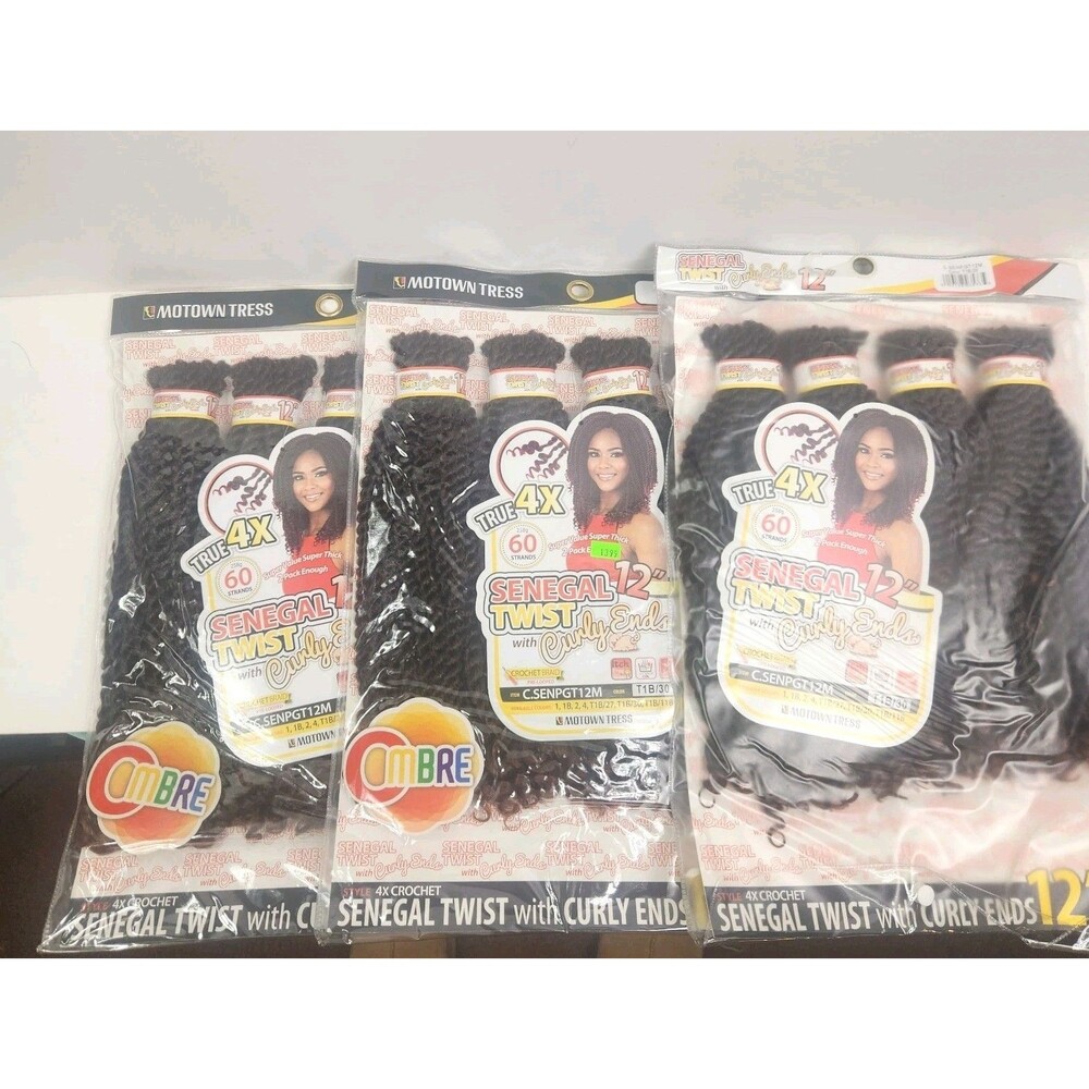 Motown Tress Senegalese Twist Curly Ends Crochet Hair 12" Color T1B/30